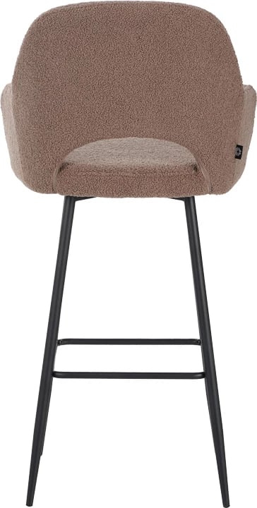Karrige për bar Renish, stof teddy ngjyrë kapuçino, këmbë metali të zeza, 51x57x114cm