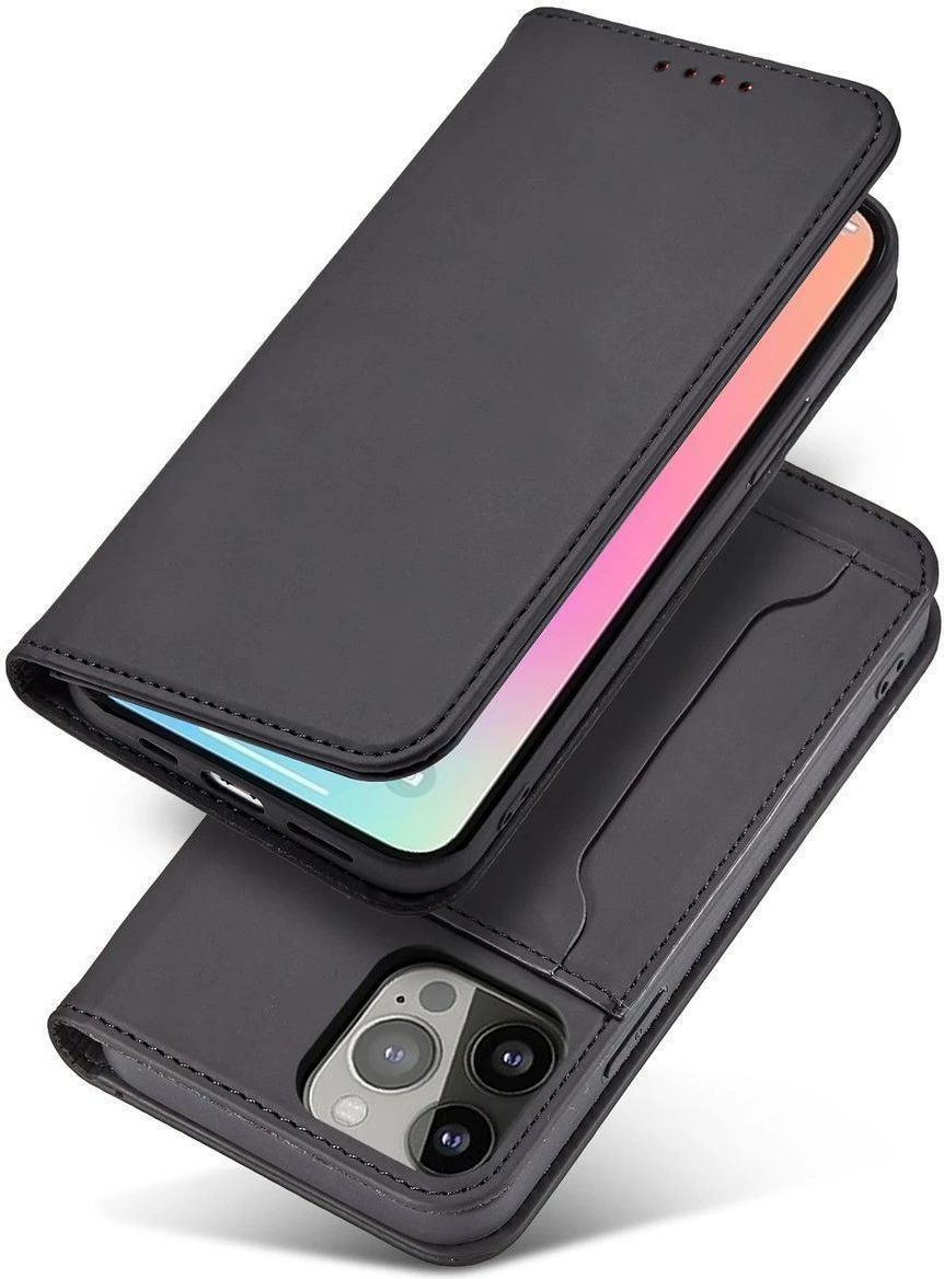 Mbështjellës Hurtel Magnet Card Case për Samsung Galaxy S23+, flip cover, portofol, i zi