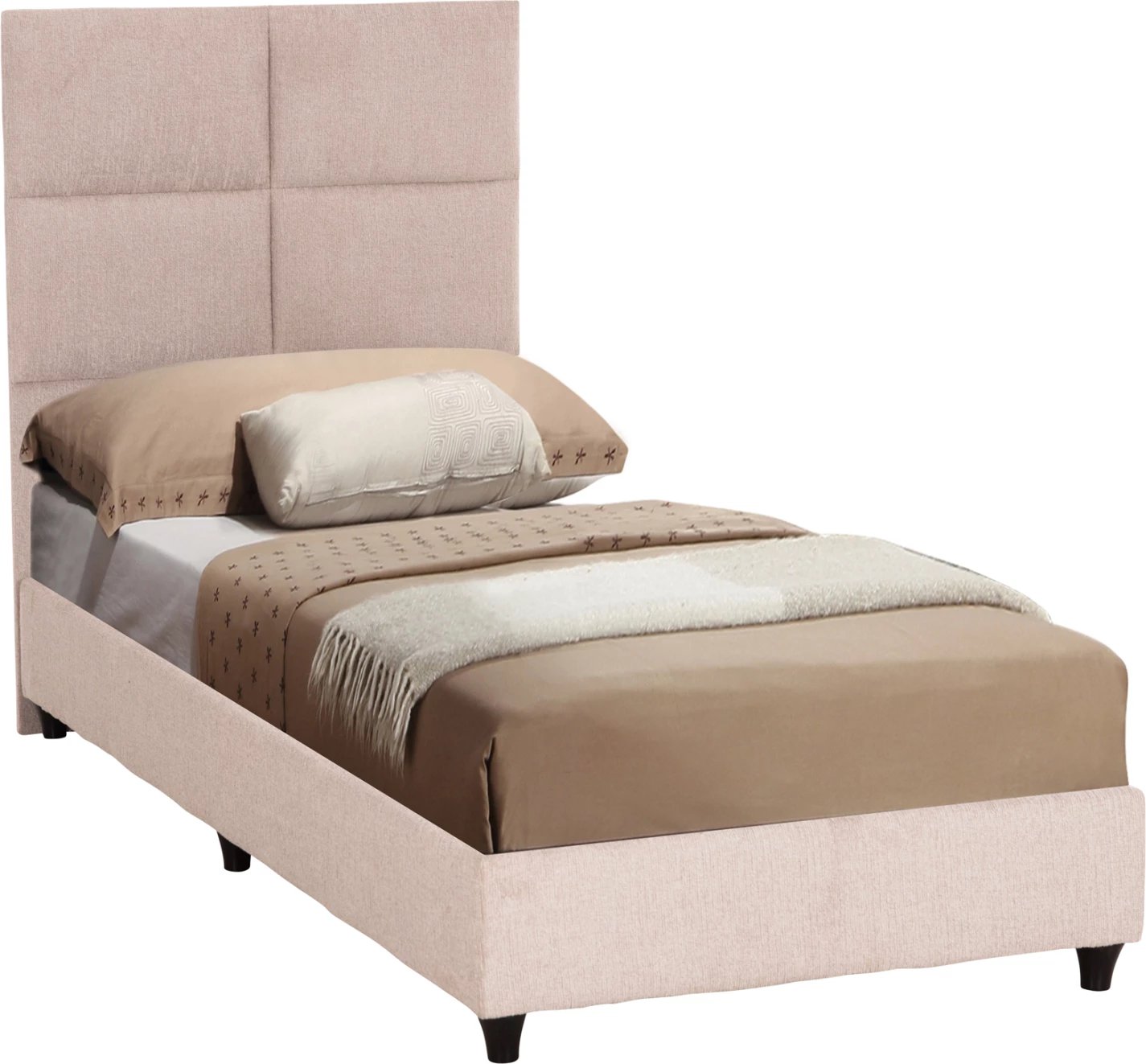 Krevat tek MILO, material TEDDY, bezhë, FH652.32, për dyshek 90x200cm