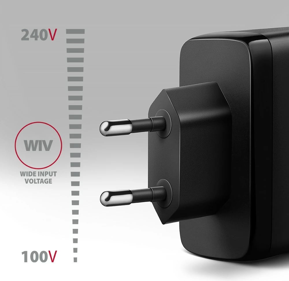 Karikues udhëtimi AXAGON ACU-DPQ100, 100W, 3 porta (USB-A + 2x USB-C), GaN, i zi