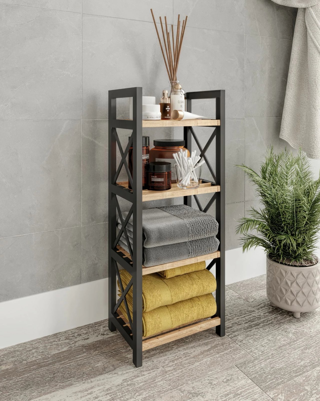 Raft multifunksional Skye Decor, Mini Flower 4, ngjyrë e zezë