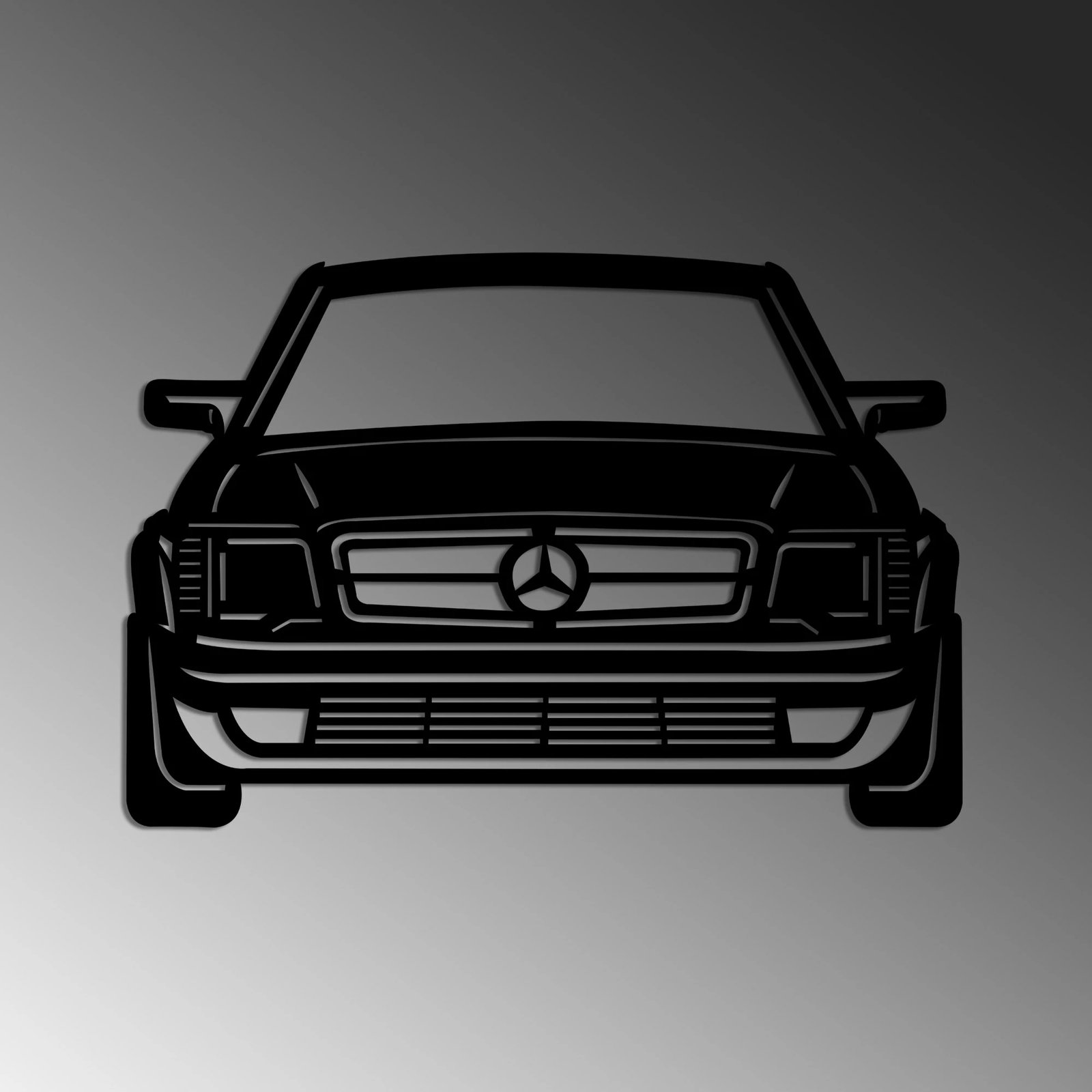 Aksesor dekorativ metalik për mur, Wallity, Mersedes Benz AMG 80S, ngjyrë e zezë, 60x42cm