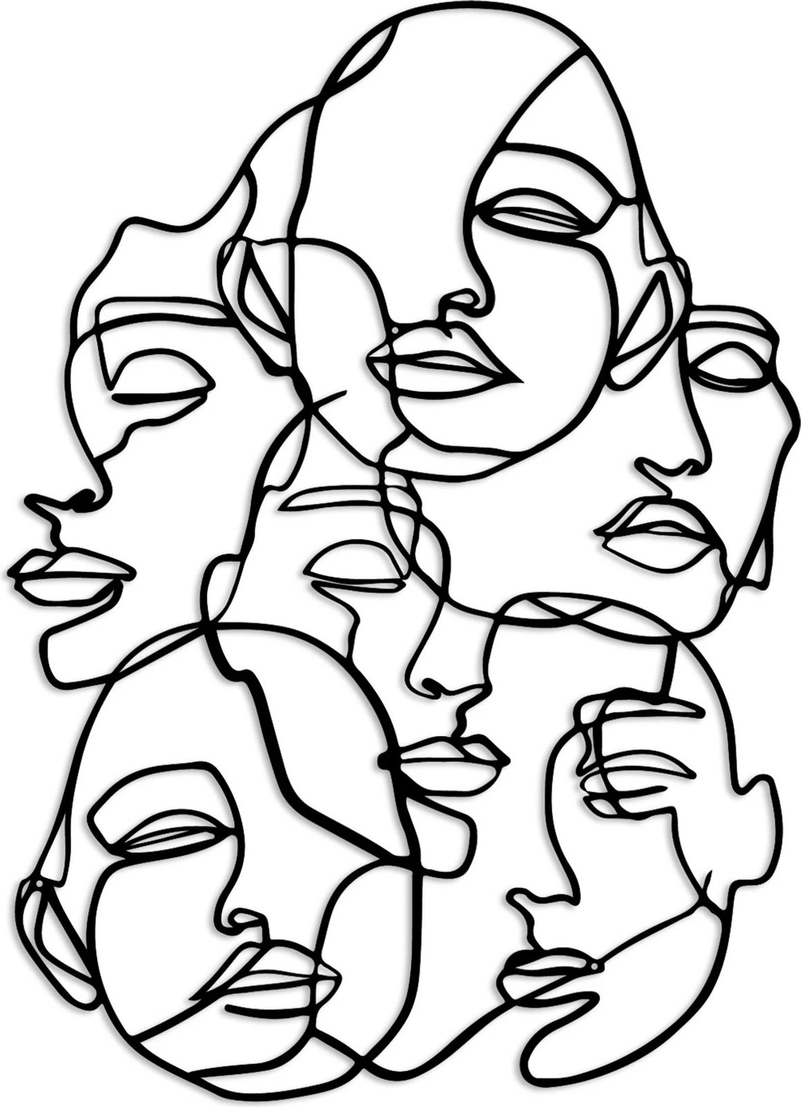 Aksesori dekorativ metalik për mur, Wallity Facce-1, ngjyrë e zezë, 42x60cm