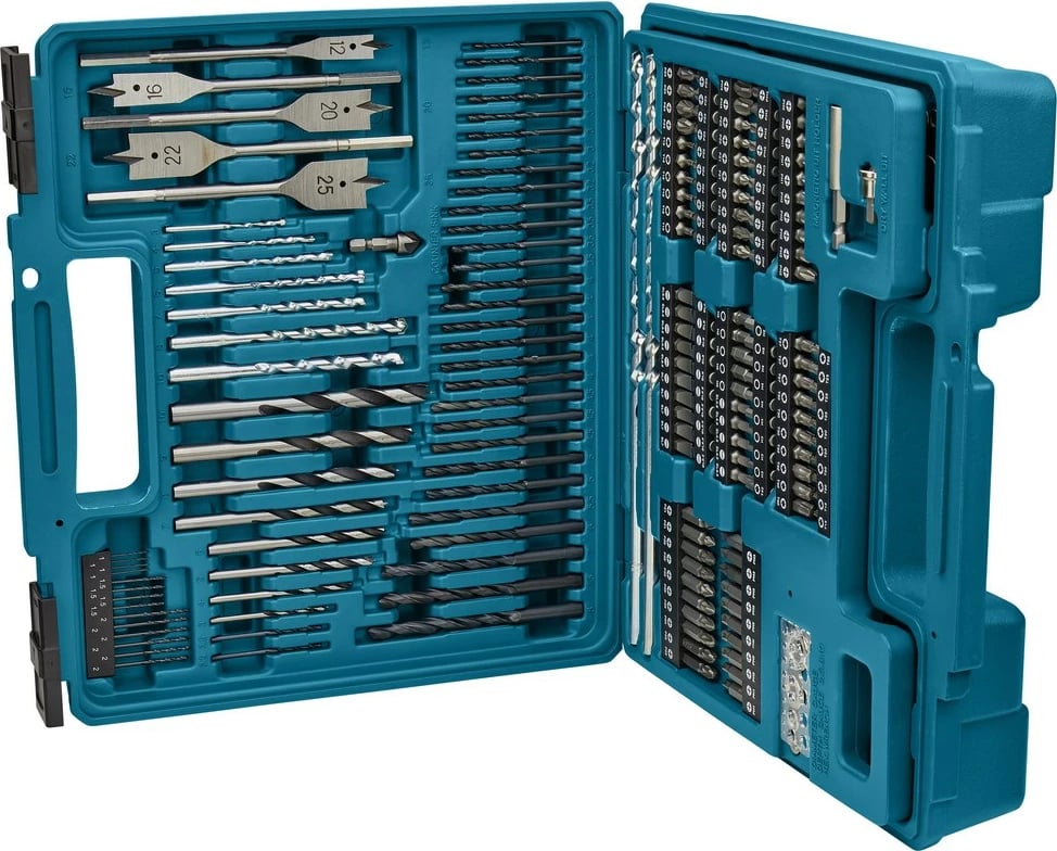 Set bitash dhe shpuese Makita E-11689, 256 copë, zi