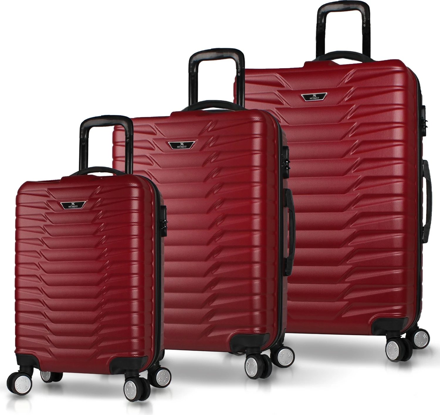 Set valixhesh (3 copë), ngjyrë e kuqe e errët, Zoozie Bags, 5608