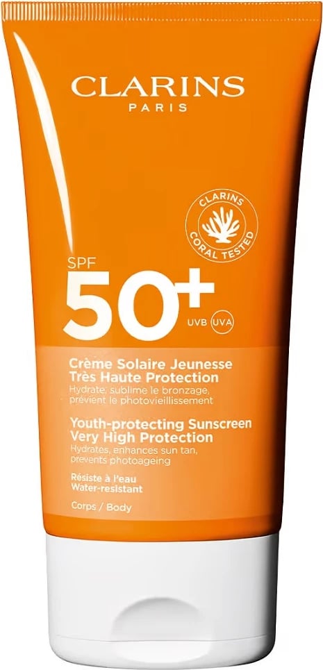 Krem për trup Clarins Suncare Body Sunscreen SPF50+ për femra, 150ml