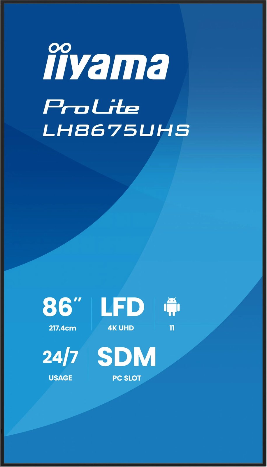 Ekran i madh iiyama ProLite LH8675UHS-B2AG 86 inç 4K UHD, SDM, i zi