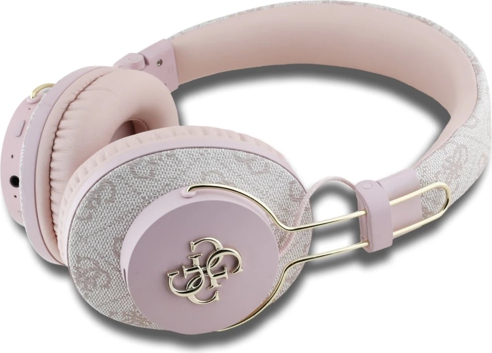 Kufje Guess Metal 4G Logo on-ear, Bluetooth 5.3, rozë, me çantë mbrojtëse