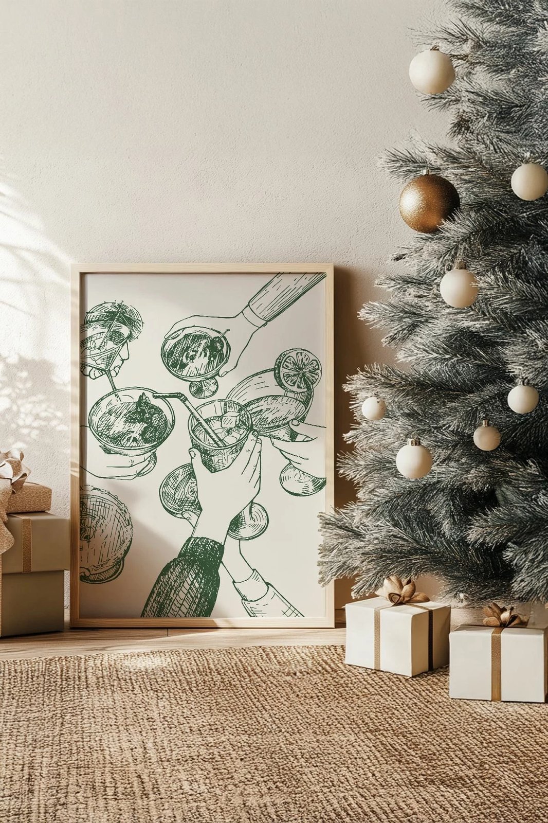 Pikturë dekorative me kornizë, shumëngjyrëshe, Wallity, Nwyearsngmdl19, 33x48cm