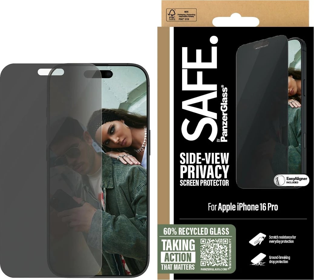 Mbrojtës ekrani privacy PanzerGlass për iPhone 16 Pro, transparent