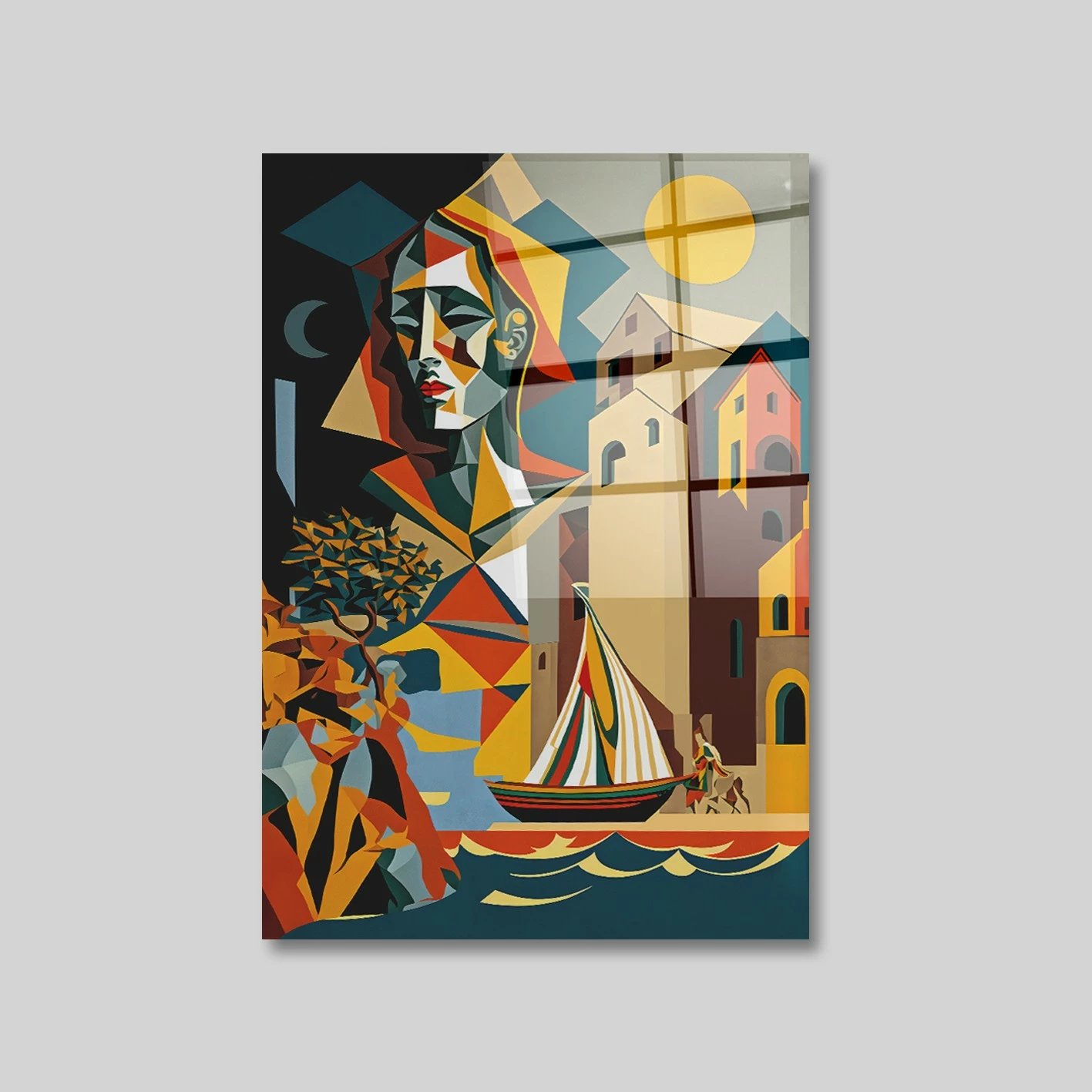 Pikturë dekorative prej xhami të temperuar, shumëngjyrëshe, CAM3691 - 50x70cm