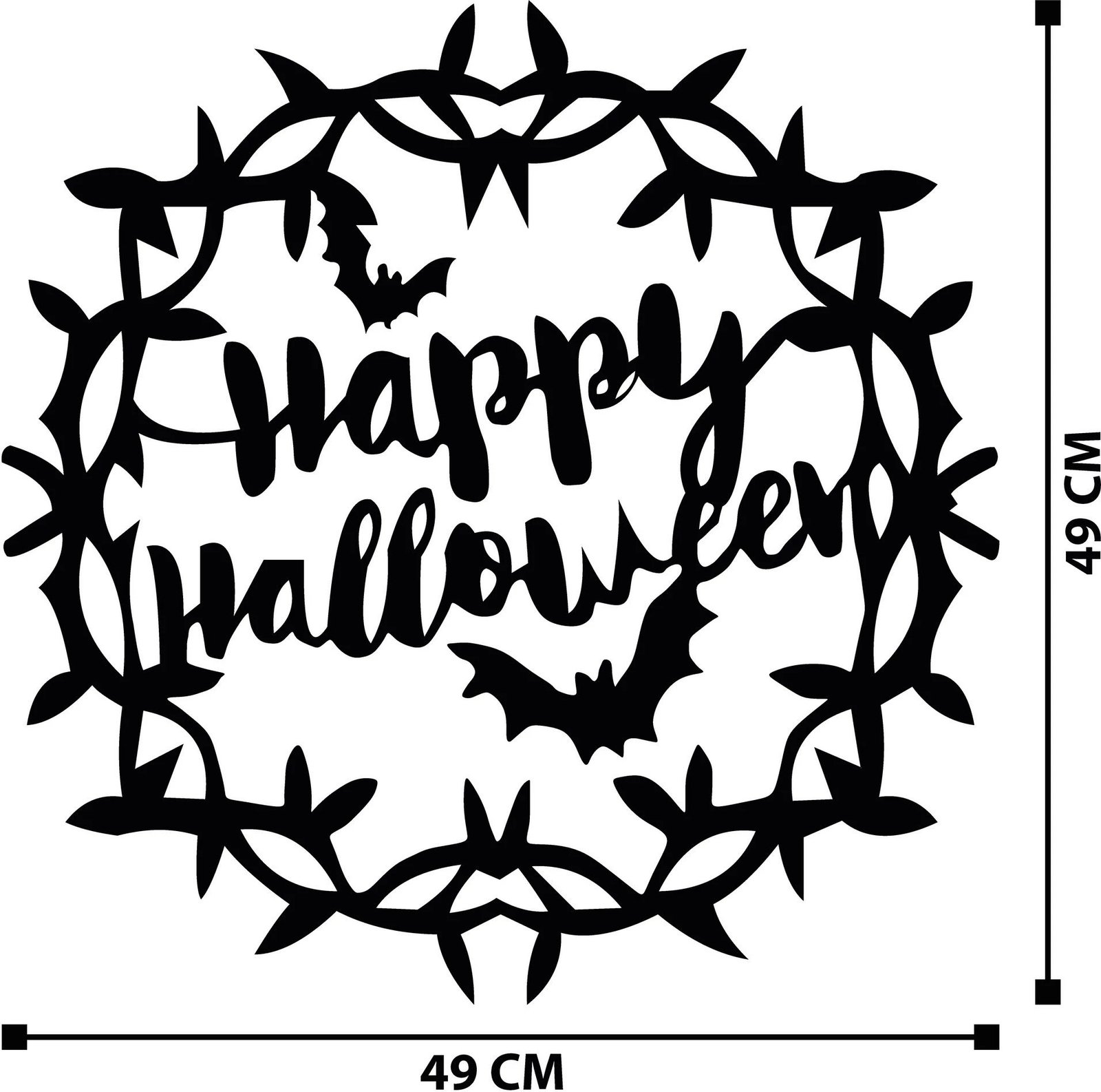 Aksesor dekorativ metalik për mur Wallity, Halloween 11, ngjyrë e zezë, 49x49cm