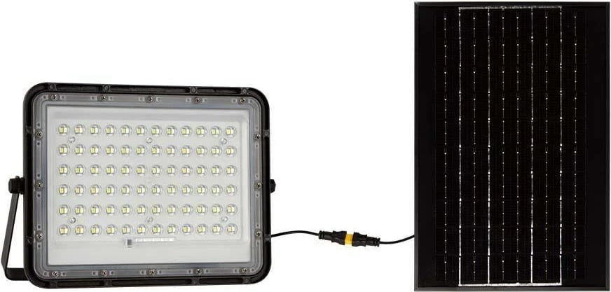 Projektor LED solar V-TAC VT-120W, 15W, 1200lm, me telekomandë, Timer, IP65, Alumini, i zi