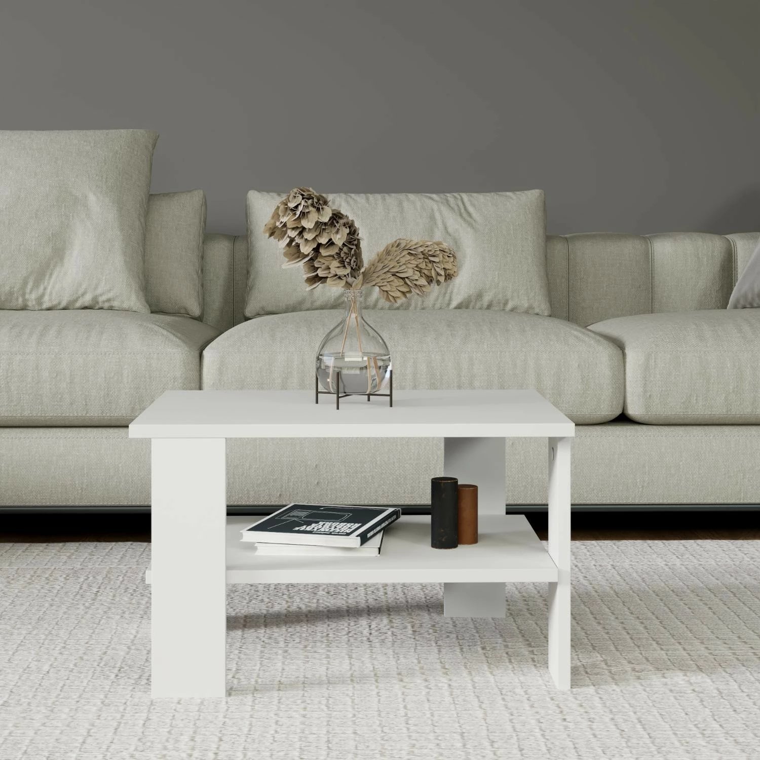 Tavolinë e ulët për kafe, Skye Decor, Duama, e bardhë