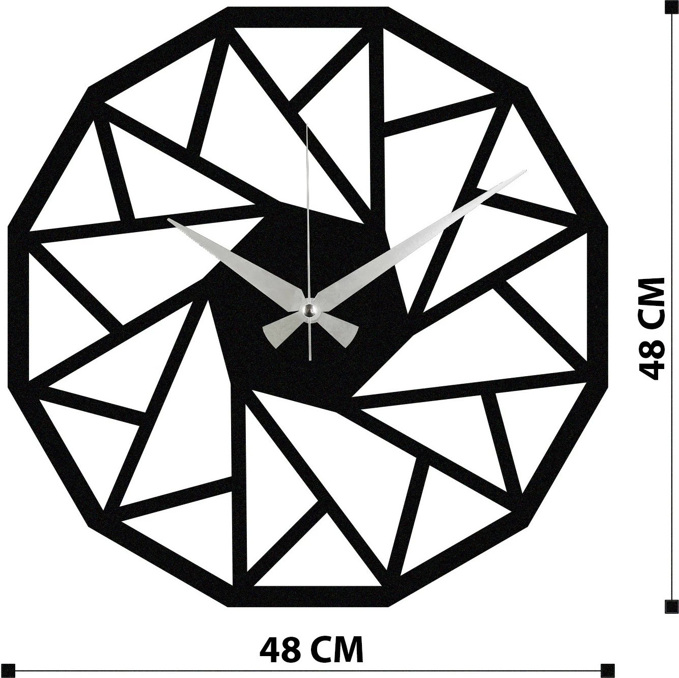 Orë muri dekorative prej metali, Wallity Enzoclock - S007, e zezë, 48x48cm