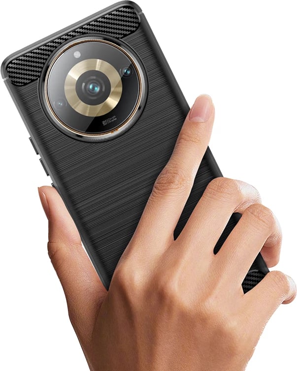 Mbështjellës Hurtel Carbon Case për Realme 11 Pro / 11 Pro+, i zi