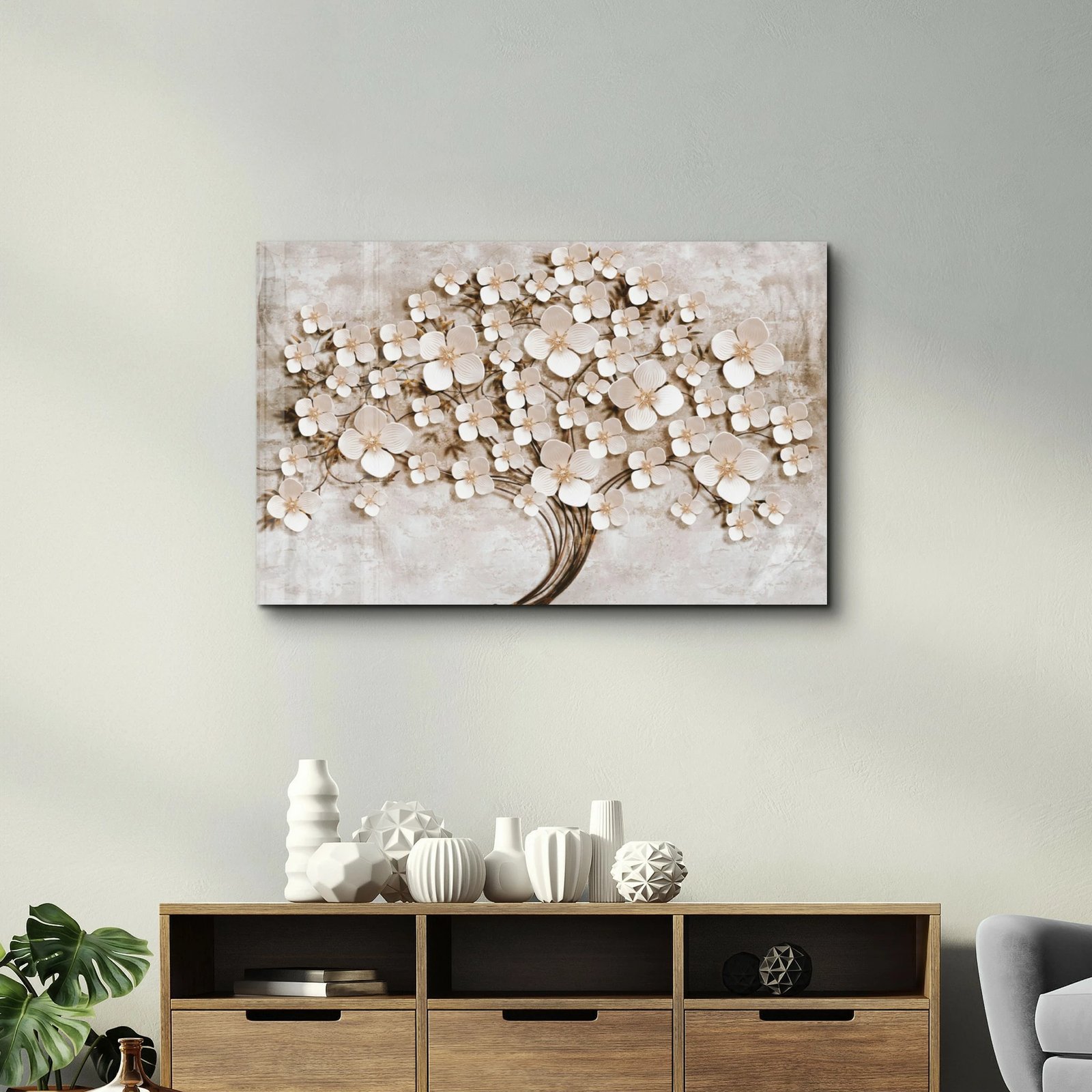 Pikturë dekorative prej xhami të temperuar, shumëngjyrëshe, CAM-1091, 46x72cm