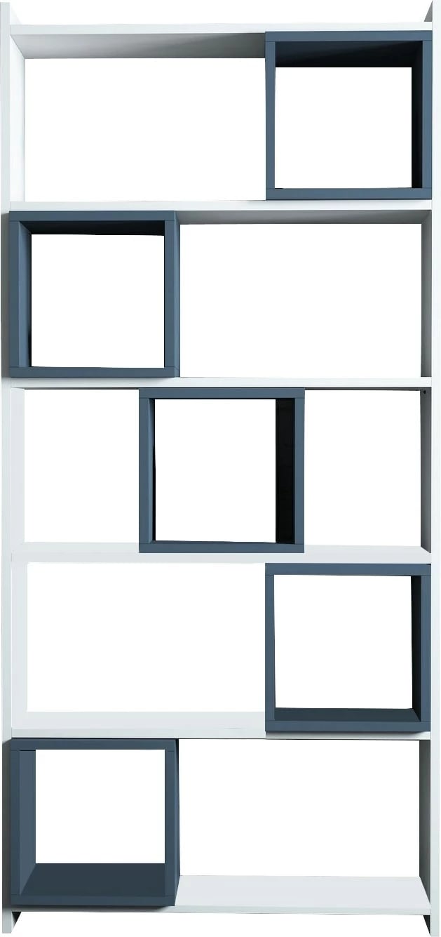 Tavolinë studimi me raft librash, ngjyrë bardhë e kaltër, Hanah Home, Box