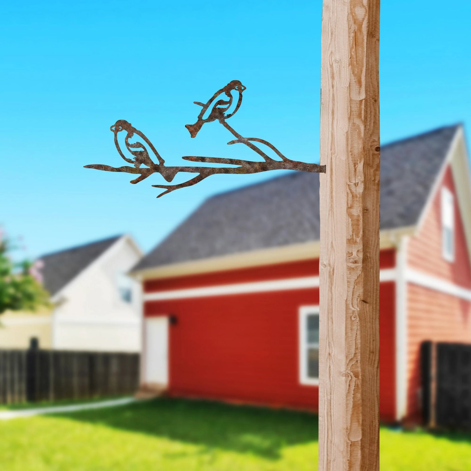 Objekt dekorativ për kopsht, zog në degë, ngjyrë kafe, Aberto Design