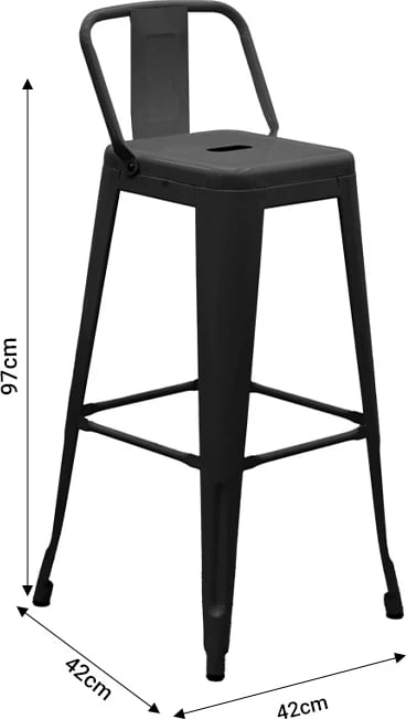 Karrige për bar me shpinë Utopia metalike e bardhë 42x42x97cm