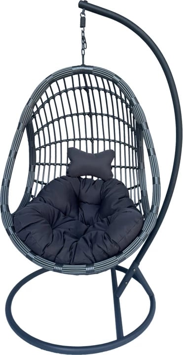 Karrige varëse Cungo me bazë metali - ratan gri 125x105x195cm