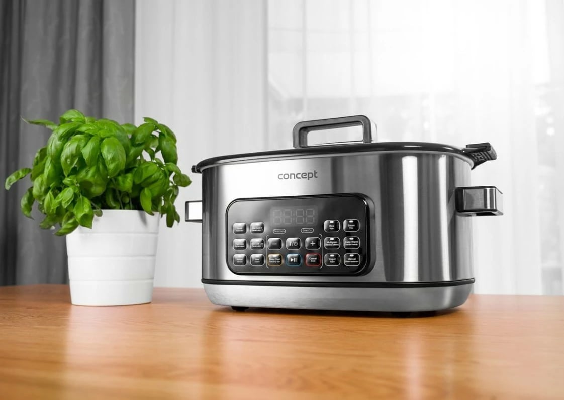 Multicooker/slow cooker Concept CK9000 6L 1250W 10 programe inox me shportë avulli dhe formë silikoni