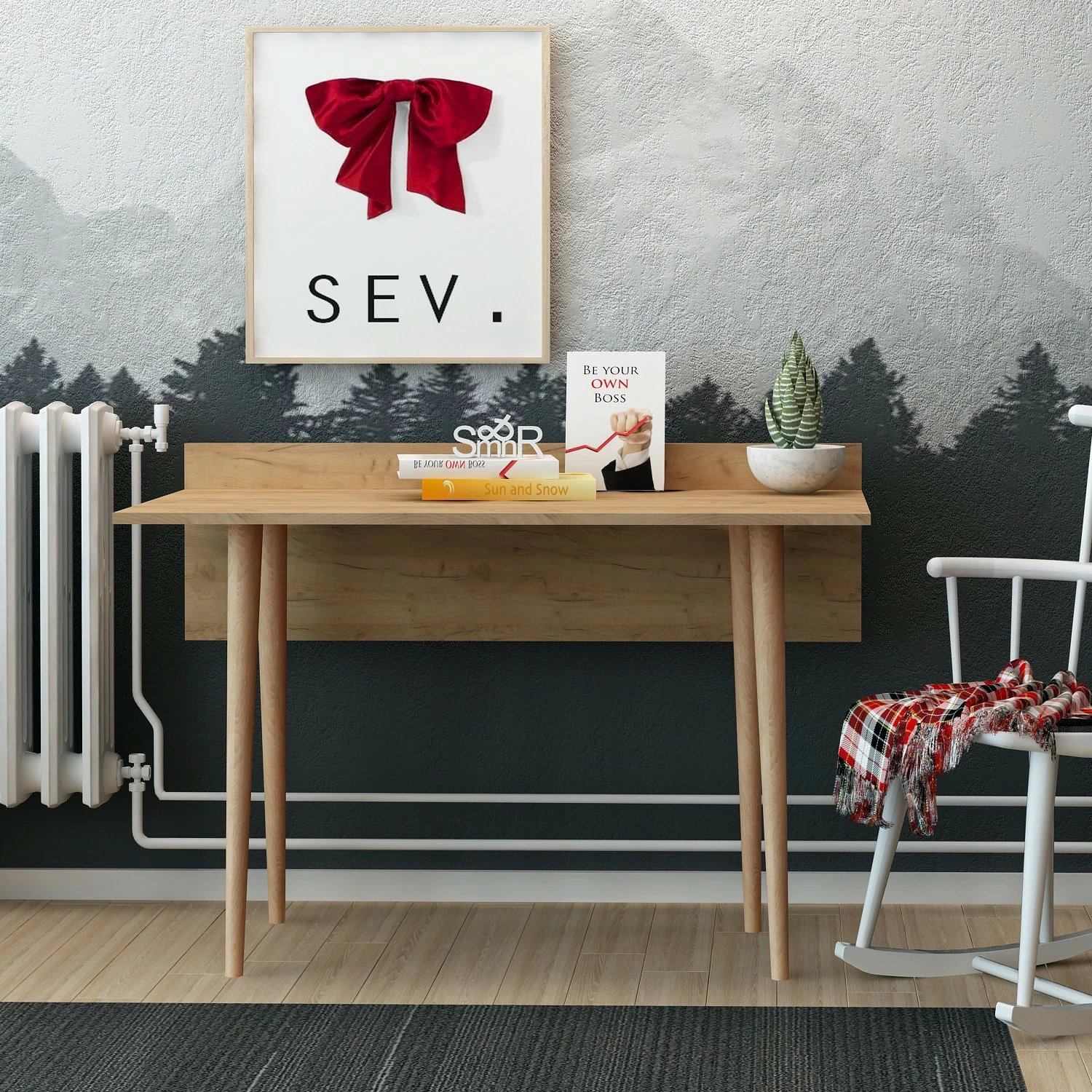 Tavolinë studimi Hanah Home, Imma, ngjyrë lisi