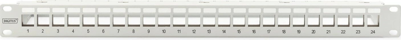 Patch panel Digitus DN-91410, 24 porta, modular, 1U, për module keystone, gri