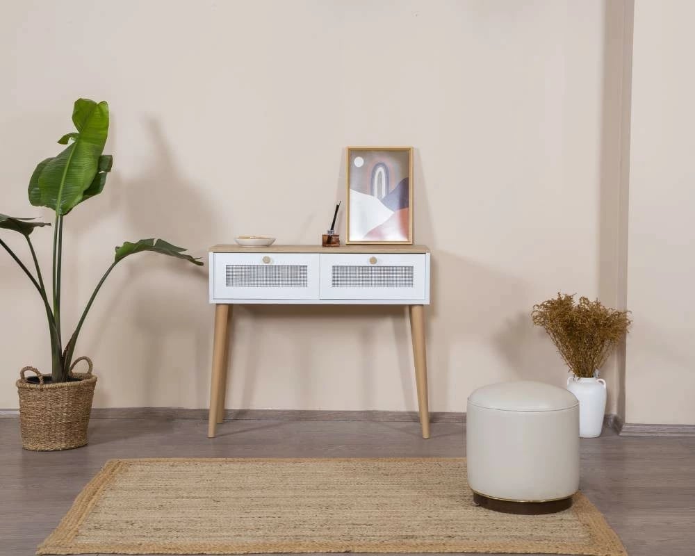 Komodë Skye Decor, Calvin, e bardhë dhe lis