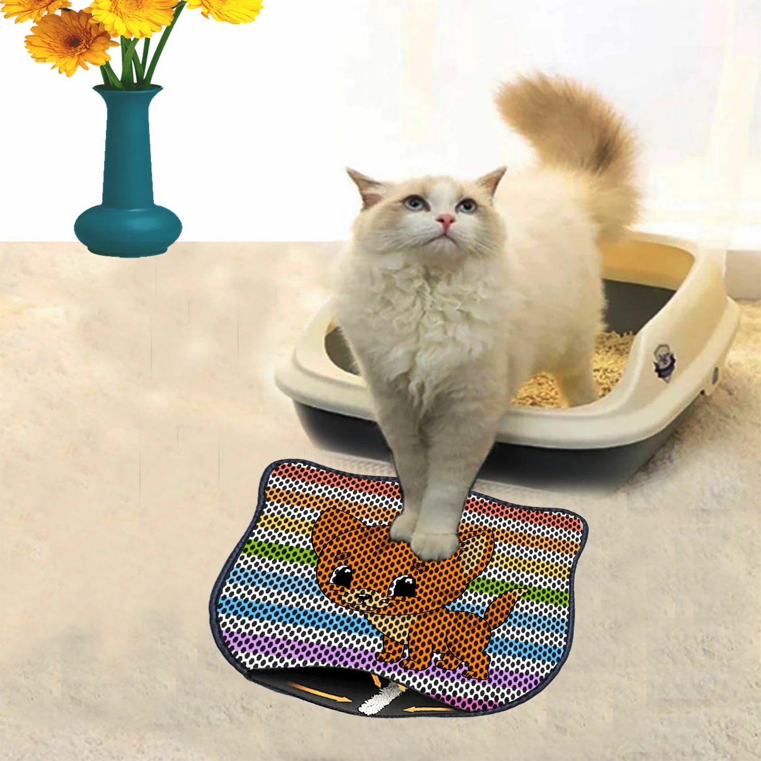 Tapet për rërë mace, shumëngjyrësh, Paws & Whiskers, Kdkafa0239, 40x50cm