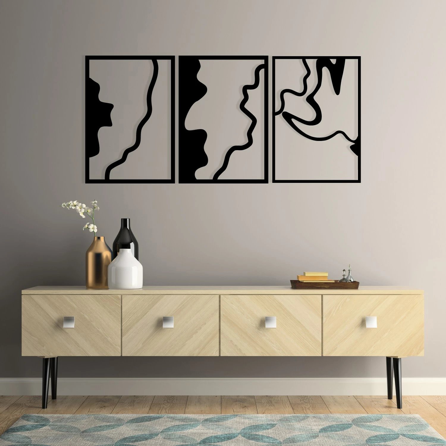 Aksesor dekorativ muri prej metali, Wallity, flamingo 317, ngjyrë e zezë, 120x54.5cm