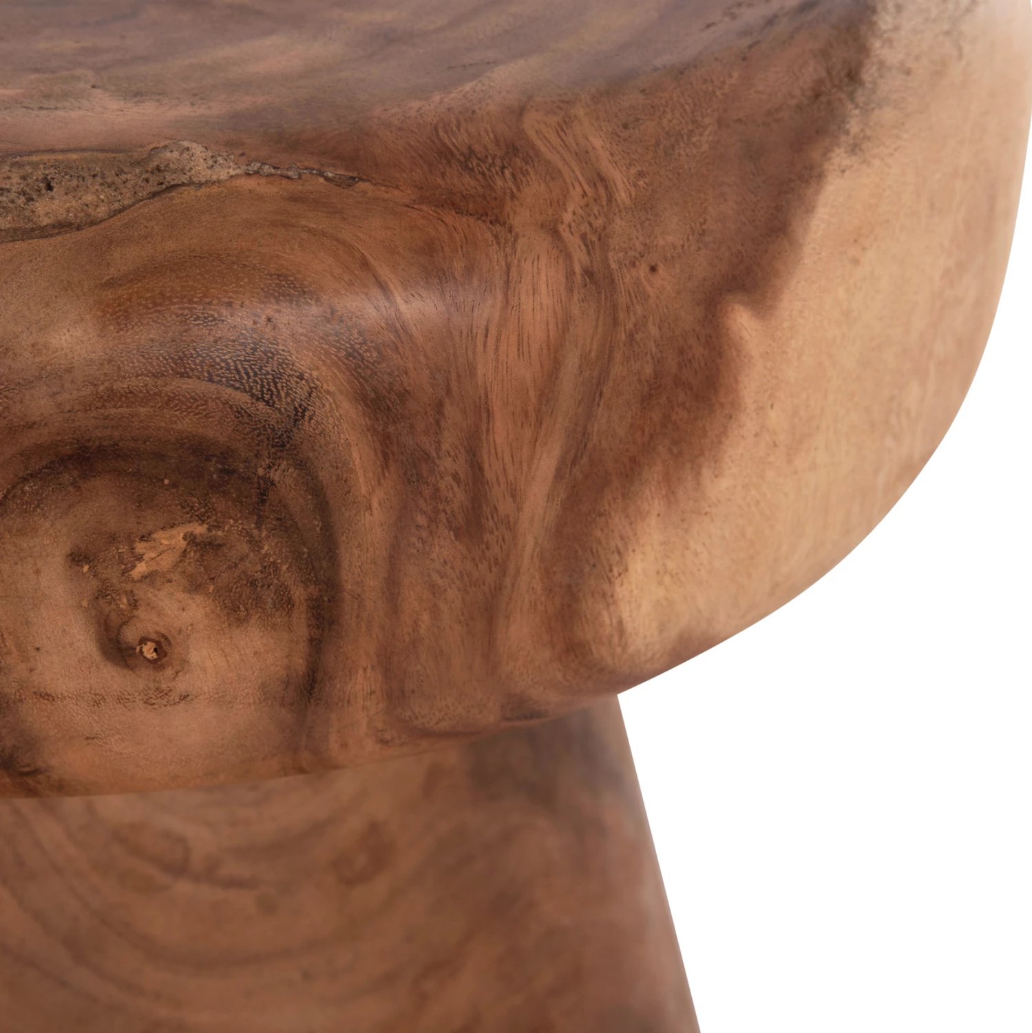 Tavolinë anësore e rrumbullakët CUPRE, dru suar i fortë, ngjyrë natyrale, FH9793.11, 40x45cm