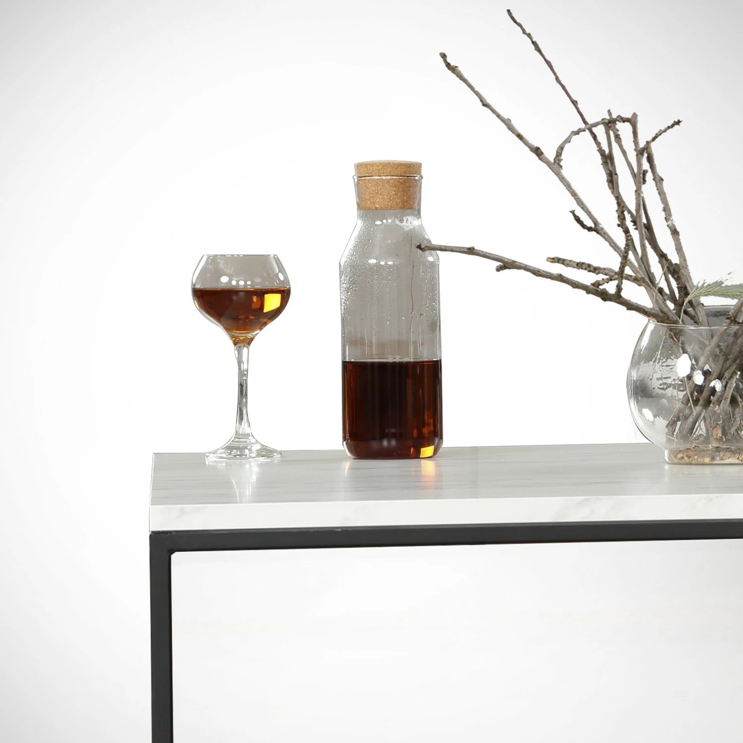 Tavolinë kafeje Hanah Home, poly-marmo, e bardhë dhe e zezë