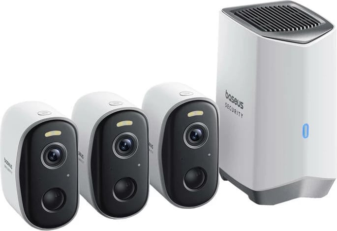 Set kamerash të jashtme Baseus N1, 2K, 3 copë, e bardhë