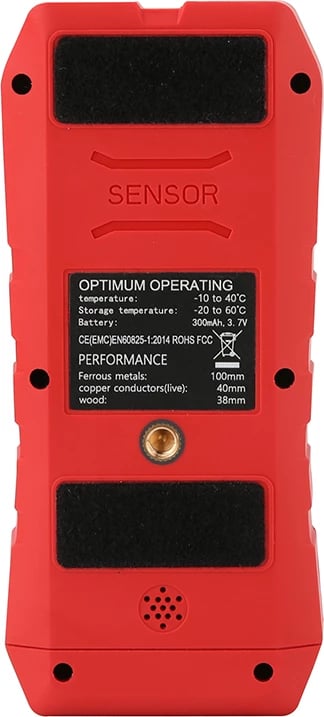 Skaner muri / detektor materiali, UNI-T UT387E, ekran 2.4", zbulim metal/druri/tela me rrymë deri 100 mm, bateri Li-ion me USB, e kuqe-gri