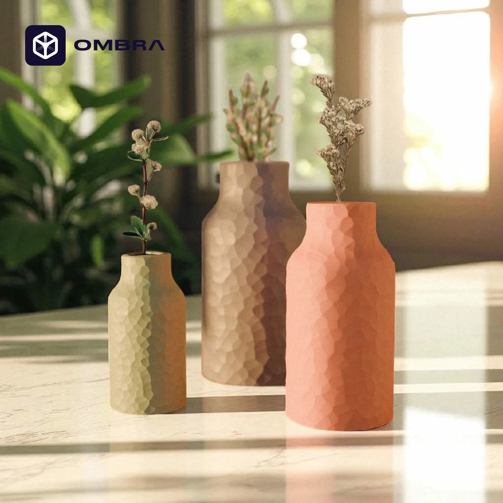 Vazo dekorative Faceted Vase, Madhësia M, e bardhë