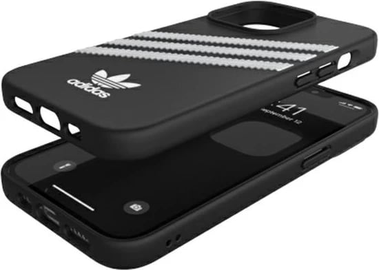 Mbështjellës Adidas OR Moulded Case PU për iPhone 13 Pro/13 6.1", zi bardhë
