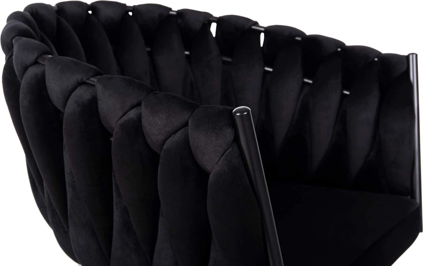 Karrige LUANDA FH8741.04, kadife e zezë, këmbë metalike të zeza, 62x54x79H cm., set prej 2 copë