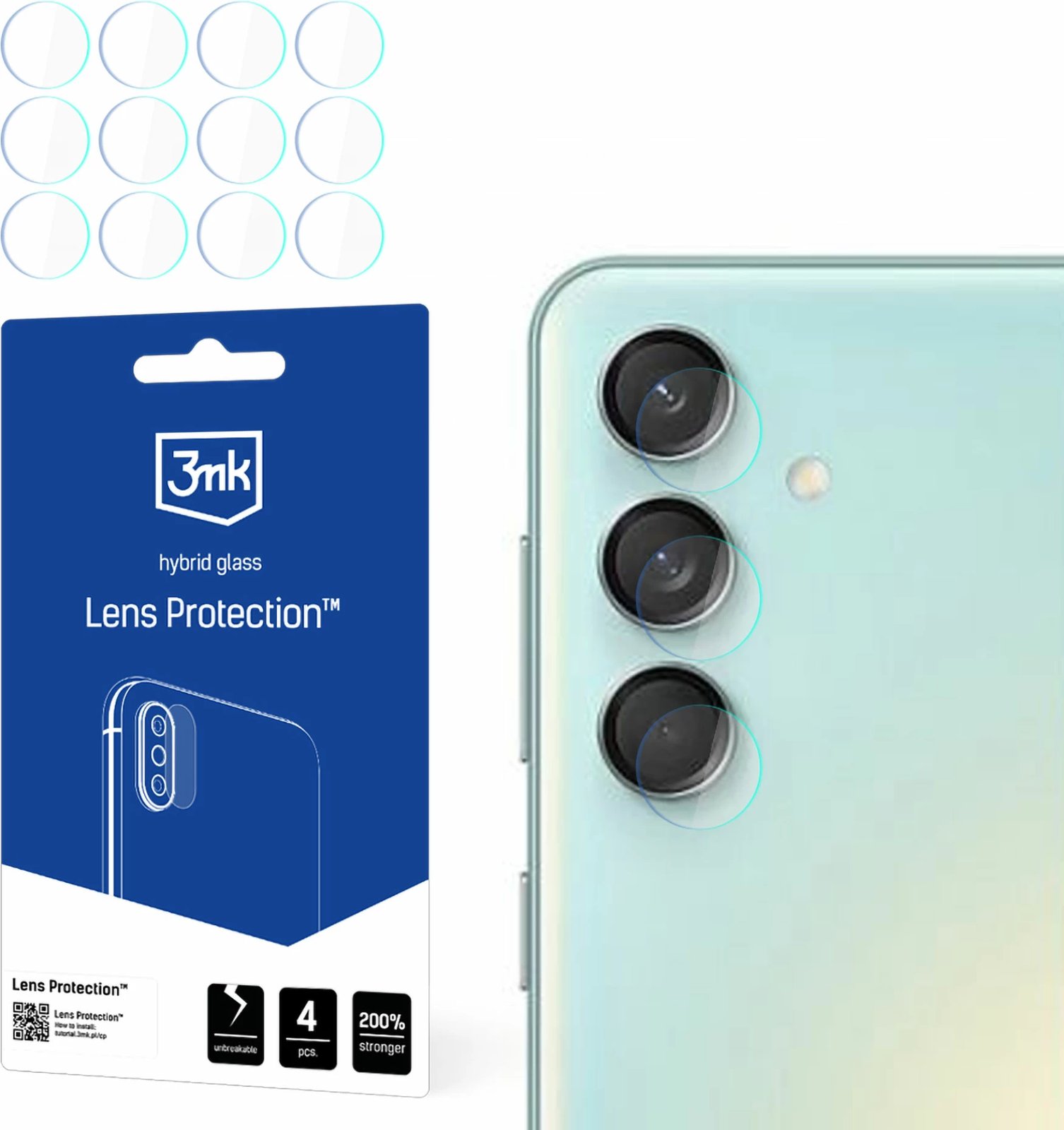 Xham mbrojtës kamerës 3mk Protection për Samsung Galaxy M55, 4 copë