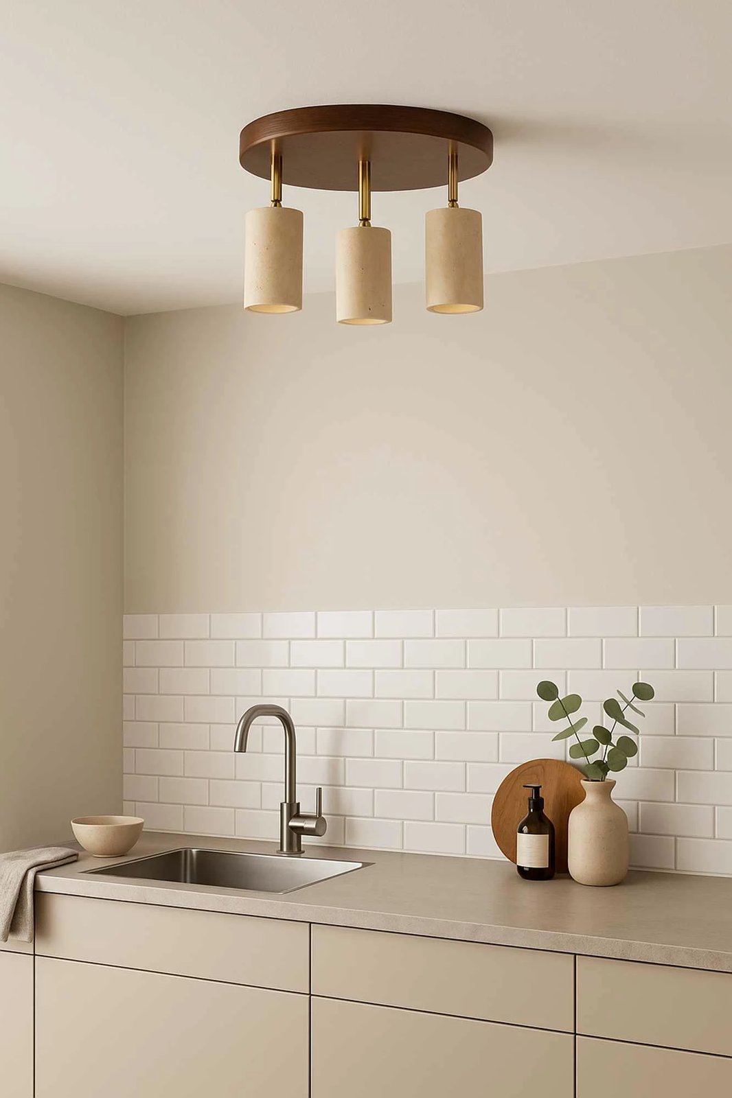 Llambë tavani prej druri, Opviq Nur C, ngjyrë bezhë dhe arre