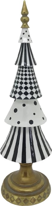 Dekor pemë abstrakte për Krishtlindje, polirezine, e bardhë, e zezë, ari, 12x12x36 cm Dekor pemë abstrakte për Krishtlindje, polirezine, e bardhë, e zezë, ari, 12x12x36 cm