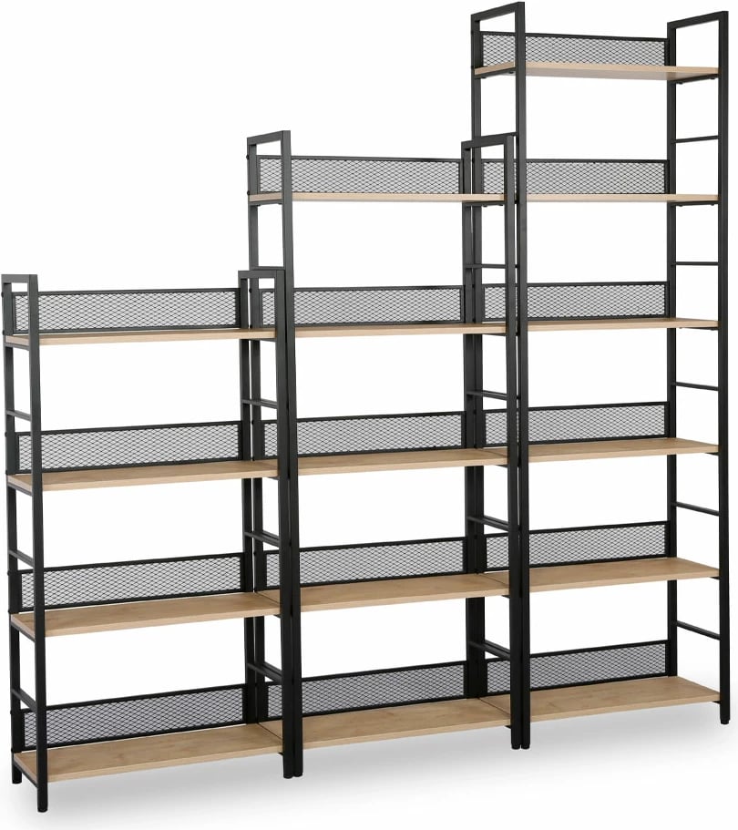 Raft librash Nest, natyral e zi, 60x28x154 cm
