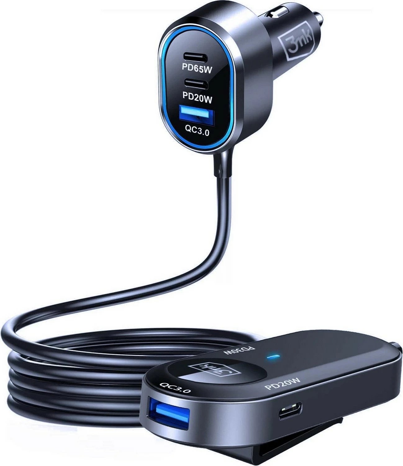 Karikues veture 3MK Double Car Charger 135W, 4x USB-C, 2x USB-A, i zi