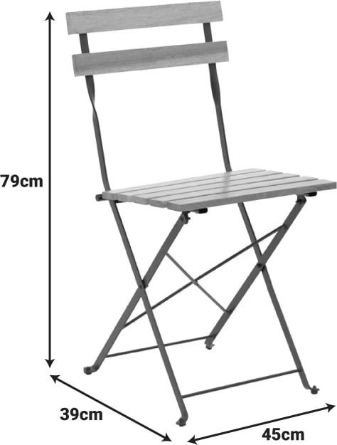 Tavolinë me karrige Pometia, set 3 copë, dru-metal, e palosshme