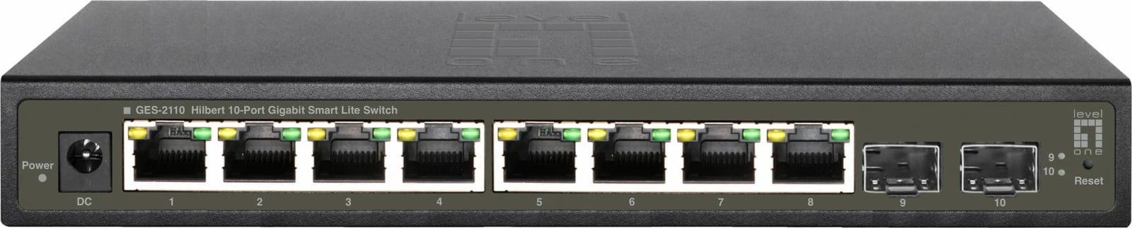 Switch LevelOne Hilbert 10-Port Gigabit Smart Lite, 8 x Gigabit RJ45, 2 x Gigabit SFP