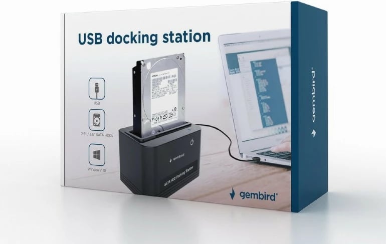 Docking station Gembird HD32-U2S-5 për SSD/HDD 2.5"/3.5", USB 2.0, e zezë