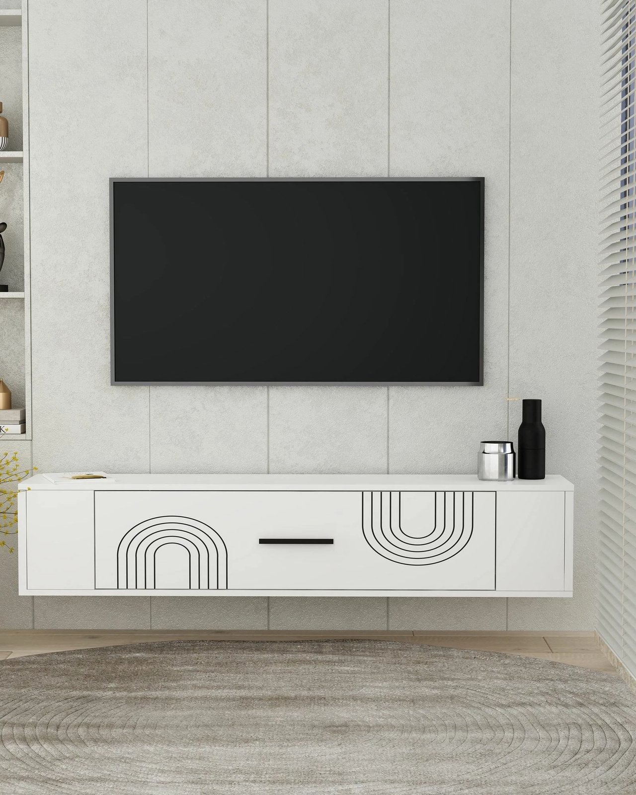 Komodë TV, ngjyrë e bardhë, Skye Decor, Restol 2