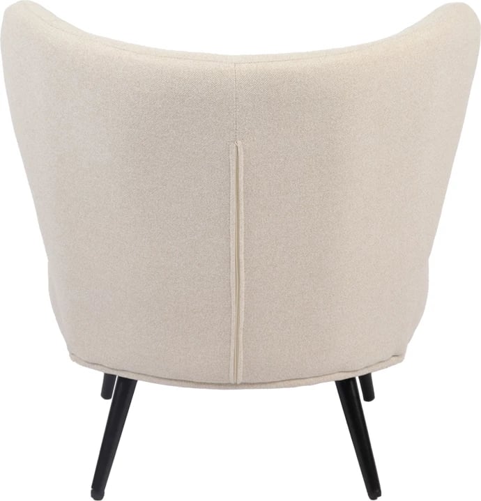 Fotel Nagreta, material krem, këmbë metalike të zeza, 77x73x74cm