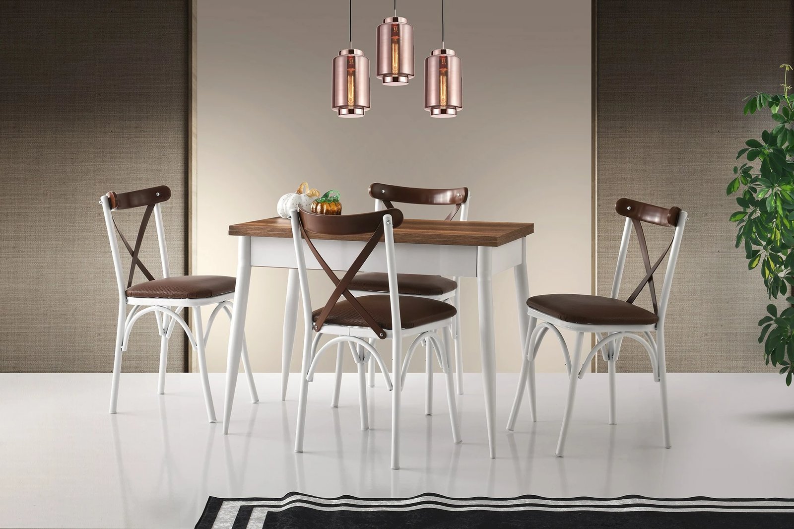 Tavolinë ngrënieje e zgjatshme Hanah Home, Dolunay, ngjyrë arre dhe e bardhë, 1282