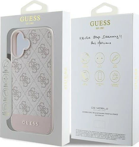 Mbështjellës Guess 4G Bottom Stripe për iPhone 16 Plus 6.7", Rozë Mbështjellës Guess 4G Bottom Stripe për iPhone 16 Plus 6.7", Rozë